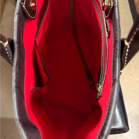 Dooney & Bourke Gray and Red Woven Tote with Leather Handles - Picture 4 of 4